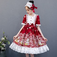 Lolita robes dentelle princesse robe bébé fille volant élégant bergère ral imprimer filles jupes une pièce