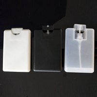 Botella de Perfume Transparente Blanca y Negra con Formato de Tarjeta de Crédito, 20 ml, Vacía, de Plástico, Tamaño de Bolsillo, con Atomizador Plano