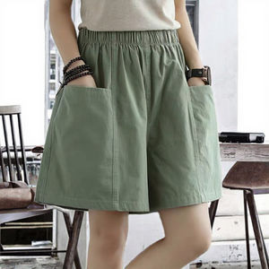 Short cargo d'été tendance pour femme, respirant, amincissant, coupe droite, taille mi-haute, décontracté, ample, polyvalent, jambe large, élastique - Product Image 3