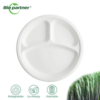Assiettes en bagasse de canne à sucre personnalisées, imprimées, blanches, sans PFAS, compostables, pour dîner, pique-nique, camping, restaurant