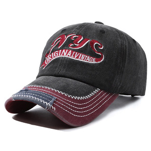 Gorra de béisbol de 6 paneles con efecto deslavado, costuras en contraste en el borde, informal, para deportes al aire libre, para adultos, unisex, 100% algodón - Product Image 3