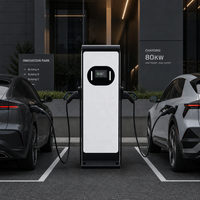 Xiaochong – Nouvelle station de recharge électrique commerciale au sol, 80 kW, chargeur rapide pour véhicules électriques, DC 380 V, double pistolet FM, blanc