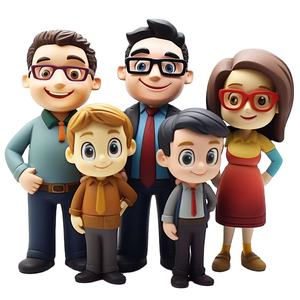 Personaliza tu propio diseño de vinilo familia muñecas juguetes conjunto casa de muñecas personas familia figura de acción Familia figuritas juego para niños - Product Image 3