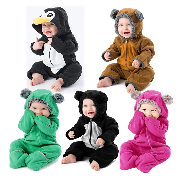 Baby clothes baby fleece bathrobe cartoon animal long sleeve romper newborn hooded jumpsuit