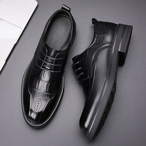 Zapatos de Cuero Negro Hechos a Mano de Alta Calidad para Hombre, Transpirables e Impermeables, Zapatos Casuales de Boda con Parte Superior de Cuero Brillante - Product Image 1