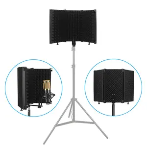 Stüdyo mikrofonu İzolasyon kalkanı katlanabilir yüksek yoğunluklu emici köpük kondenser mikrofon aksesuarı paneli ses kayıt