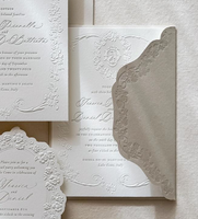 Invitations de mariage de luxe personnalisées en papier coton haut de gamme avec impression en relief et en creux, avec enveloppes