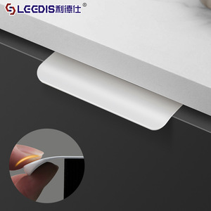 Lgedis Minimalist White Cabinet Door Handle Aluminum Alloy Flat Edge Banding For Furniture Drawer Easy Installation - Product Image 1