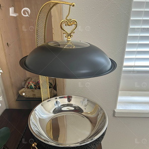 8.0L Stainless Steel Food Warmer for Hotel Weddings Banquets Gold Round <strong>Chafing</strong> <strong>Dish</strong> Ceramic Material Electric Gas Power Source - Product Image 4