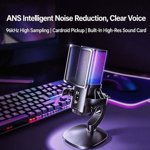 USB-C Desktop <b>Condenser</b> <b>Microphone</b> Cardioid Pickup ANS Noise Reduction RGB Gaming Mic - Product Image 3