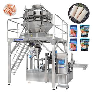 Machine de remplissage et de scellage de sachets doypack pour cubes de poisson surgelés, snacks de viande de thon prêts à consommer - Product Image 1