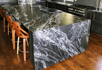 Slab Marmer Hitam Modern Ramah Lingkungan Ukuran Khusus, Poles, untuk Meja Dapur, Meja Makan, dan Bar Restoran