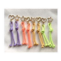 Porte-clés en corde tressée de polyester, pendentif coloré Cœur Étoile, pour sac à main, sac à dos, voiture, téléphone, durable, écologique, cadeau