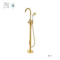 Robinet de baignoire et de douche sur pied en laiton gris anthracite à poignée unique avec cartouche céramique pour salle de bain
