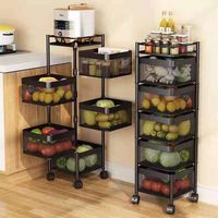 Support de rangement métallique multi-niveaux en gros pour usine, porte-pots, étagère de rangement carrée domestique, étagère d'angle rotative pour cuisine