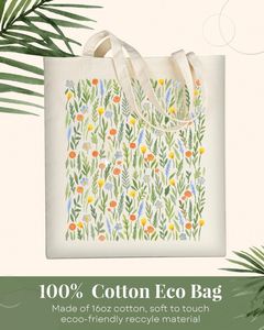 Sac fourre-tout en toile pour femmes, sac de courses esthétique et mignon, sac en coton réutilisable pour les courses, la plage, cadeau tendance pour elle - Product Image 4