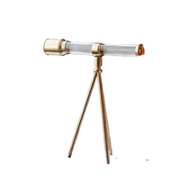 Télescope en cristal sur trépied doré, ornement décoratif, style européen, décoration moderne pour le salon