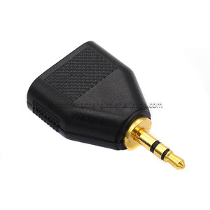 Convertisseur Audio plaqué or de haute qualité 3.5mm stéréo à 3.5mm <span class=keywords><strong>Double</strong></span> <span class=keywords><strong>prise</strong></span> femelle 3.5 mâle <span class=keywords><strong>double</strong></span> canal à <span class=keywords><strong>prise</strong></span> 2 trous - Product Image 3