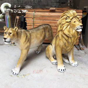 Statue d'animal grandeur nature en fibre de verre, ensemble de sculptures d'animaux girafe, éléphant, tigre, zèbre pour accessoires de fête sur le thème du safari - Product Image 3