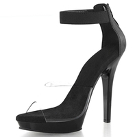 Transparent Peep Toe 13cm talons fins croix dressing femmes plate-forme peu profonde sandales Sexy fétiche décapant pôle danse discothèque