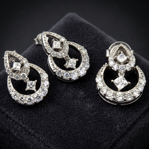Nouvel ensemble de bijoux de mariage pour femme en argent géométrique, style tendance, certifié par une tierce partie - Product Image 3