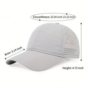 Casquette de baseball unisexe en nylon à séchage rapide, découpée au laser, 6 panneaux, imperméable, toile sportive, formelle, métal – Vente en gros fabricant - Product Image 6