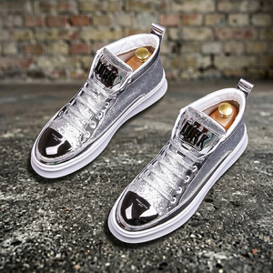 Men's New Fashion Suede High Top Platform <b>Sneakers</b> Casual Mid/High Top Cotton Midsole Cork Outsole Student - Product Image 2