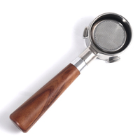 Porte-filtre sans fond en acier inoxydable avec poignée en bois 54 mm 58 mm 51 mm pour café expresso