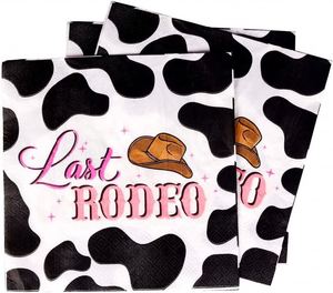 Decoraciones para Despedida de Soltera Estilo Vaquera, Servilletas de Papel de 2 Capas Nashville Bridal, Juego de Vajilla de 16 Piezas, Plato y Servilleta Last Rodeo - Product Image 4