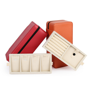 Estuche de viaje de lujo de PU con cremallera para joyas, de doble capa, multifuncional, para colección de anillos, colgantes, brazaletes y collares. - Product Image 6