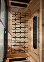 Sauna infrarouge lointain moderne en bois massif de pruche canadienne pour 2 personnes, avec fonction de vapeur sèche, garantie de 2 ans, alimentation multi-tension.