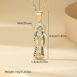 Ciondolo Hip Hop religioso di lusso di fascia alta 14K zircone zincato e pietra colorata ciondoli alla moda e ciondoli stile <span class=keywords><strong>Death</strong></span> <span class=keywords><strong>Metal</strong></span> - Product Image 5