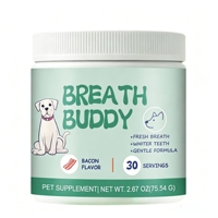 Poudre dentaire pour chien, supplément buccal pour animaux de compagnie, formule douce, saveur bacon, supplément pour animaux de compagnie, OEM ODM, étiquette privée personnalisée