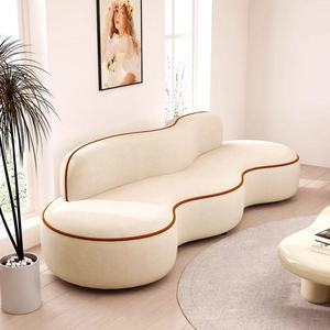 Canapé de luxe nordique, canapé incurvé créatif, crème sable cheveux - Product Image 3