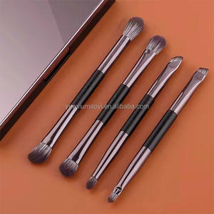 <span class=keywords><strong>Precio</strong></span> de fábrica Sombra de <span class=keywords><strong>ojos</strong></span> profesional Delineador de <span class=keywords><strong>ojos</strong></span> Juego de <span class=keywords><strong>brochas</strong></span> de maquillaje 4PCS Negro Doble cabeza Mango de aluminio Cepillos Espejo Labio Colorete - Product Image 4