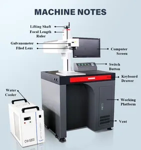 Máquina de marcado láser UV de alta precisión de 355nm para vidrio, plástico, Jade, piedra, papel, madera