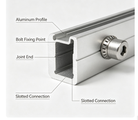 Connecteur de rail solaire en alliage d'aluminium anodisé pour le montage de panneaux solaires sur toit et au carport