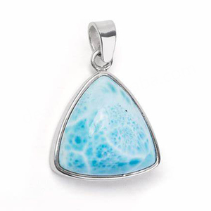 Vente en gros de bijoux en argent sterling 925, bijoux fins, collier en larimar taille trillion, pendentif en larimar naturel bleu - Product Image 1