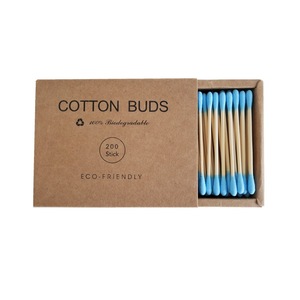200 bâtonnets de <span class=keywords><strong>coton</strong></span> colorés jetables en bambou, pointus, dans une boîte en papier, 100 % biodégradables et écologiques - Product Image 2