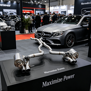 Tuyau d'échappement haute performance en acier inoxydable pour système d'échappement arrière, embouts bleus brûlés, valve, compatible universel Mercedes-Benz - Product Image 3