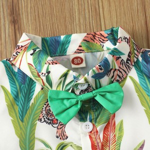 Mới Mùa Hè Chàng Trai Quần Áo Thiết Lập Lá In Quần Short Thiết Lập Bãi Biển Kỳ Nghỉ Phong Cách Ngắn Tay Áo Quần Short Hai Mảnh Thiết Lập - Product Image 6