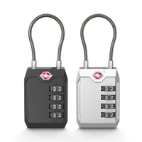 Sac à dos portable en métal en alliage de zinc Combinaison à 4 chiffres Serrure TSA 543 avec câble