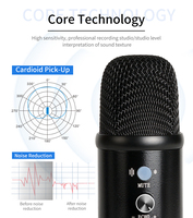 Microphone USB filaire en métal à condensateur pour studio de jeu, enregistrement, conférence, utilisation avec motif polaire cardioïde pour enfants