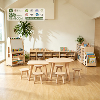 Ensemble table et chaises en bois Hikeylove, inspiré de la conception des salles de classe de Reggio Emilia, avec coins arrondis sécurisés pour la maternelle