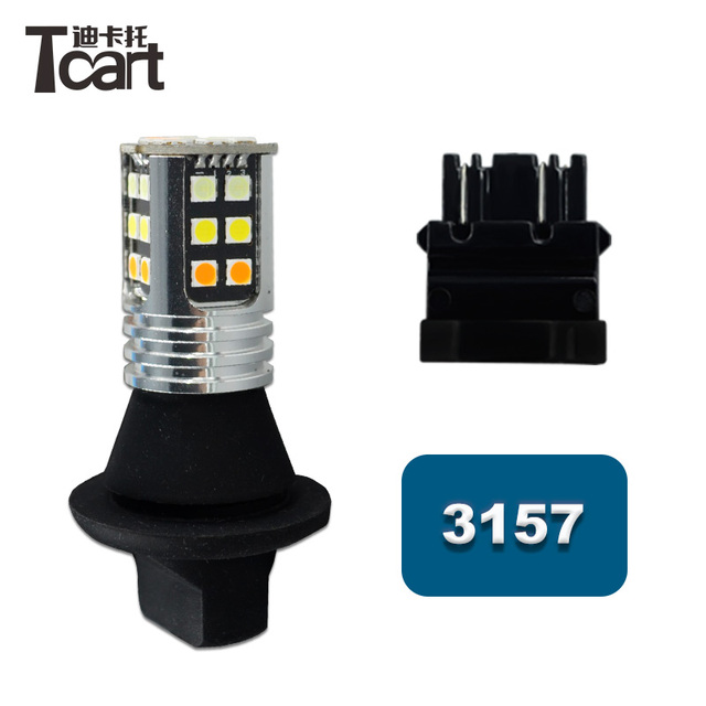 Tcart Auto Front signal Lighting Lamp 30w Three Color 1156 1157 3156 3157 7440 High Lumen 3030 Chip Car Led DRL Turn signal Bulb