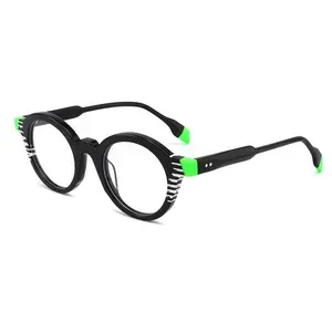 China Wholesale Acetate Frames Top Standard Eyeglasses Round Shape Acetate Optics Eyewear