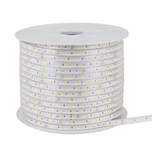 Nueva tira de luz Led flexible lámpara 2835 SMD RGB blanco cálido 220V 50 metros al aire libre impermeable IP65 cinta LED cuerda Luz