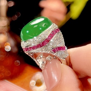 Fashion Jewelry Eco-friendly Copper 13*18mm Red Corundum Cubic Zirconia Vintage Statement <b>Ring</b> for Feminine Statement Looks - Product Image 3