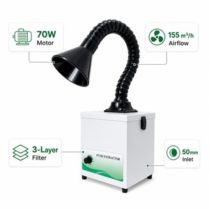 เครื่องดูดควันแบบตั้งโต๊ะ 70W 155 ลบ.ม./ชม. เครื่องกรองควันบัดกรี 3 ชั้น กรองขนาด 50 มม. ขนาดกะทัดรัดเท่า A4 - Product Image 4