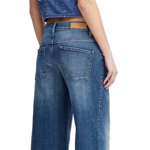Custom Logo Fashion Washed Luxury <b>Jeans</b> High Waist Women <b>Vintage</b> Medium Blue Wide Led <b>Flare</b> <b>Jeans</b> - Product Image 5